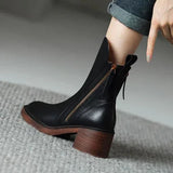 VALORINE™ | BOTAS DE CUERO NEGRAS CON TACÓN CÓMODO, ELEGANTES Y ATEMPORALES
