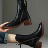 VALORINE™ | BOTAS DE CUERO NEGRAS CON TACÓN CÓMODO, ELEGANTES Y ATEMPORALES