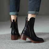 VALORINE™ | BOTAS DE CUERO NEGRAS CON TACÓN CÓMODO, ELEGANTES Y ATEMPORALES