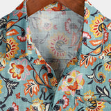 CAMISA DE MANGA CORTA CON BOLSILLO Y ESTAMPADO PAISLEY