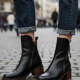 VALORINE™ | BOTAS DE CUERO NEGRAS CON TACÓN CÓMODO, ELEGANTES Y ATEMPORALES