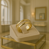 ANILLO DORADO DE DOBRE BANDA CON CRISTALES
