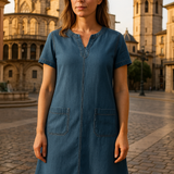 Julia | Vestido de Mezclilla Suave con Bolsillos Frontales