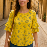 BLUSA VINTAGE CON ESTAMPADO FLORAL