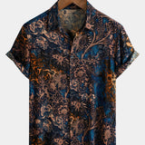 CAMISA RETRO FLORAL DE MANGA CORTA PARA HOMBRE