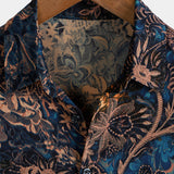 CAMISA RETRO FLORAL DE MANGA CORTA PARA HOMBRE