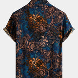 CAMISA RETRO FLORAL DE MANGA CORTA PARA HOMBRE