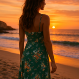 VESTIDO MIDI FLORAL VERDE